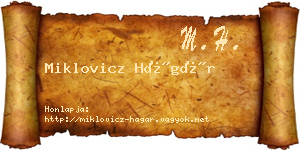Miklovicz Hágár névjegykártya